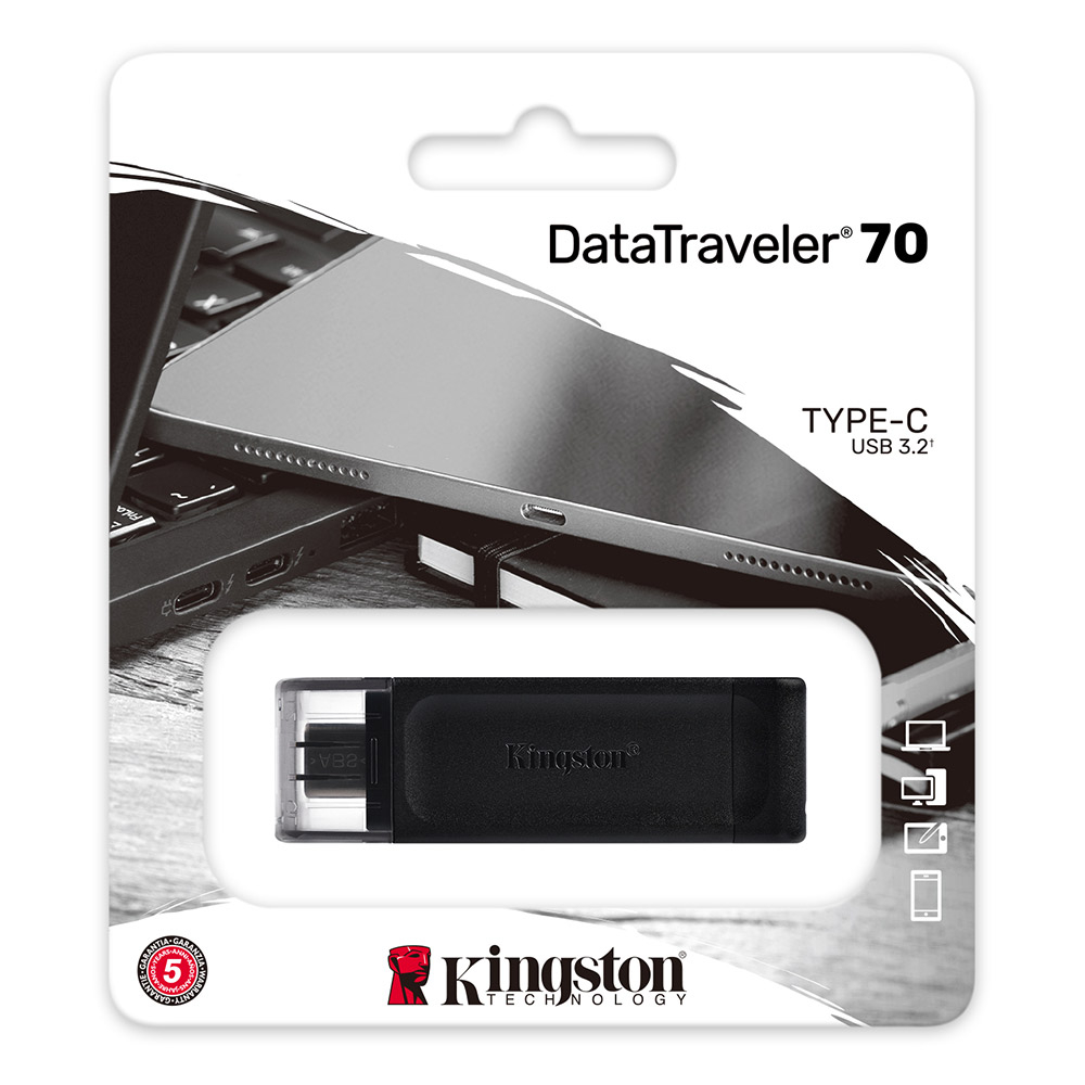Pen Drive Kingston DataTraveler 70 32GB USB 3.2 Gen1 Preta 3